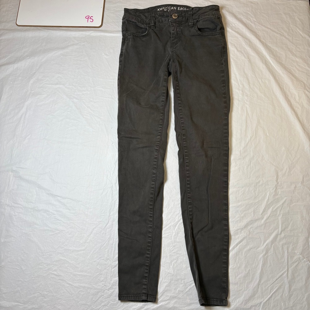American Eagle Outfitters Women Charcoal Gray Super Stretch Jeggings Waist 26‎